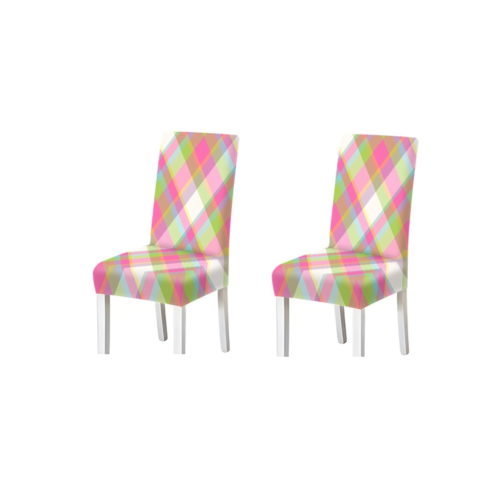BOSUYBN Pastel Argyle Geometric Dining Chair Covers Set Of 2/4/6, Stretch Slipcovers For Dining Room Chairs Furniture Protectors for Home Dining Room(2PCS Chair cover)