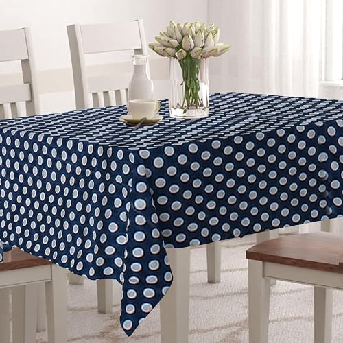Image of PVC Self Design Waterproof Table Cover for Dining Table (6 Seater (54 inch x 78 inch), Blue)