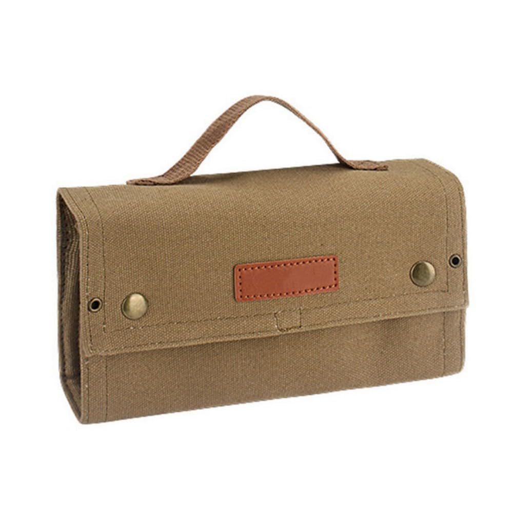 ACEXIER Sac de rangement portable pour pique-nique, barbecue, assaisonnement, bouteille d'épices (Tan)