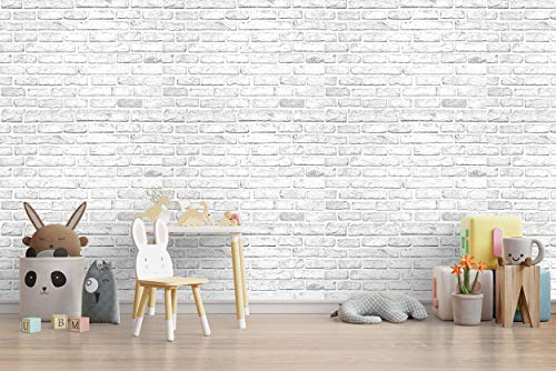Image of DWELLSINDIA 3D Brick White Self Adhesive Wallpaper Waterproof, Scratch Resistant, Laminated 41cmx244cm