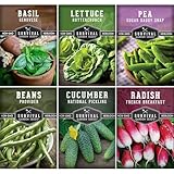 Survival Garden Seeds Kids' Easy Garden Collection - Cucumber, Radish, Beans, Peas, Lettuce, Basil Non-GMO Open Pollinated Seeds for Growing on the Homestead or in the Vegetable Garden
