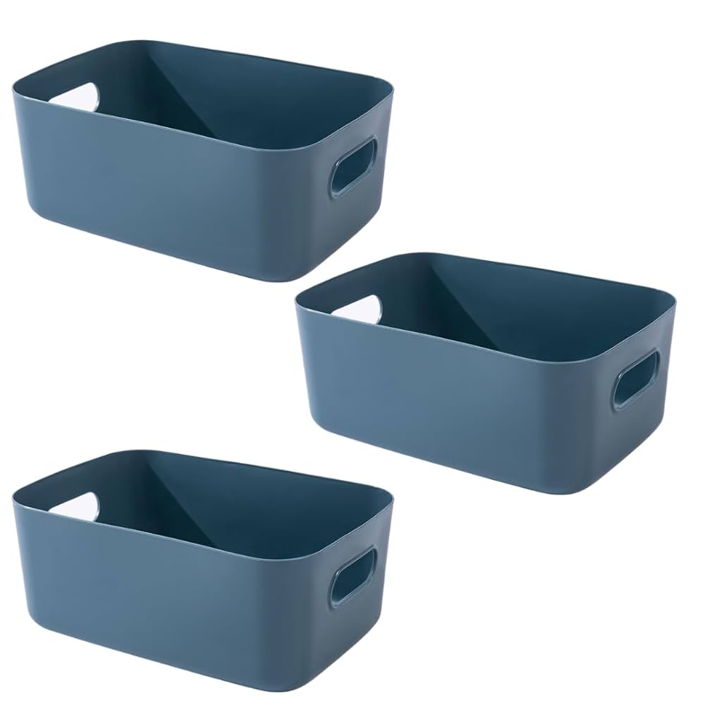 茶色のプラスチック収納ボックス 手のひらサイズ プラスチック収納ボックス正方形（中） 幅25×奥25×高さ18cm 3個