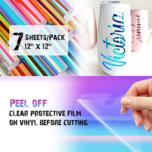 Teckwrap Holographic Opal Craft Vinyl 12" X 12" 7 Sheets/Pack For Craft Cutters,Sign Plotters #TOP3
