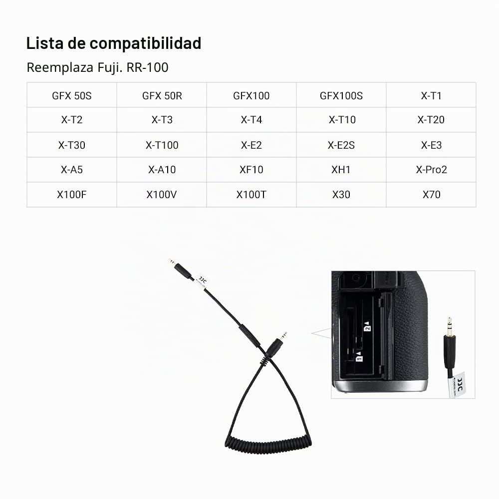 JJC Control Remoto inalámbrico con Cable de liberación de Obturador intervalómetro Temporizador para Fujifilm Fuji X-M5 X100VI X-T4 X-T3 X-T1 X-Pro2 X-H1 X100V X-E5 X-E2 X-T30 X-T20 X-T100 GFX100