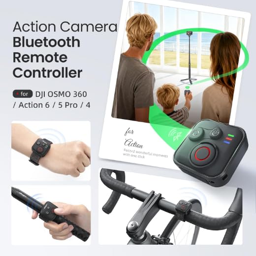 Image of Bluetooth Remote Control Compatiable for DJI Osmo Action 6 /Osmo Action 5 Pro /Action 4 /DJI OSM0 360 Cameras, Wireless 50M Remote Control Range Smart Action Accessories