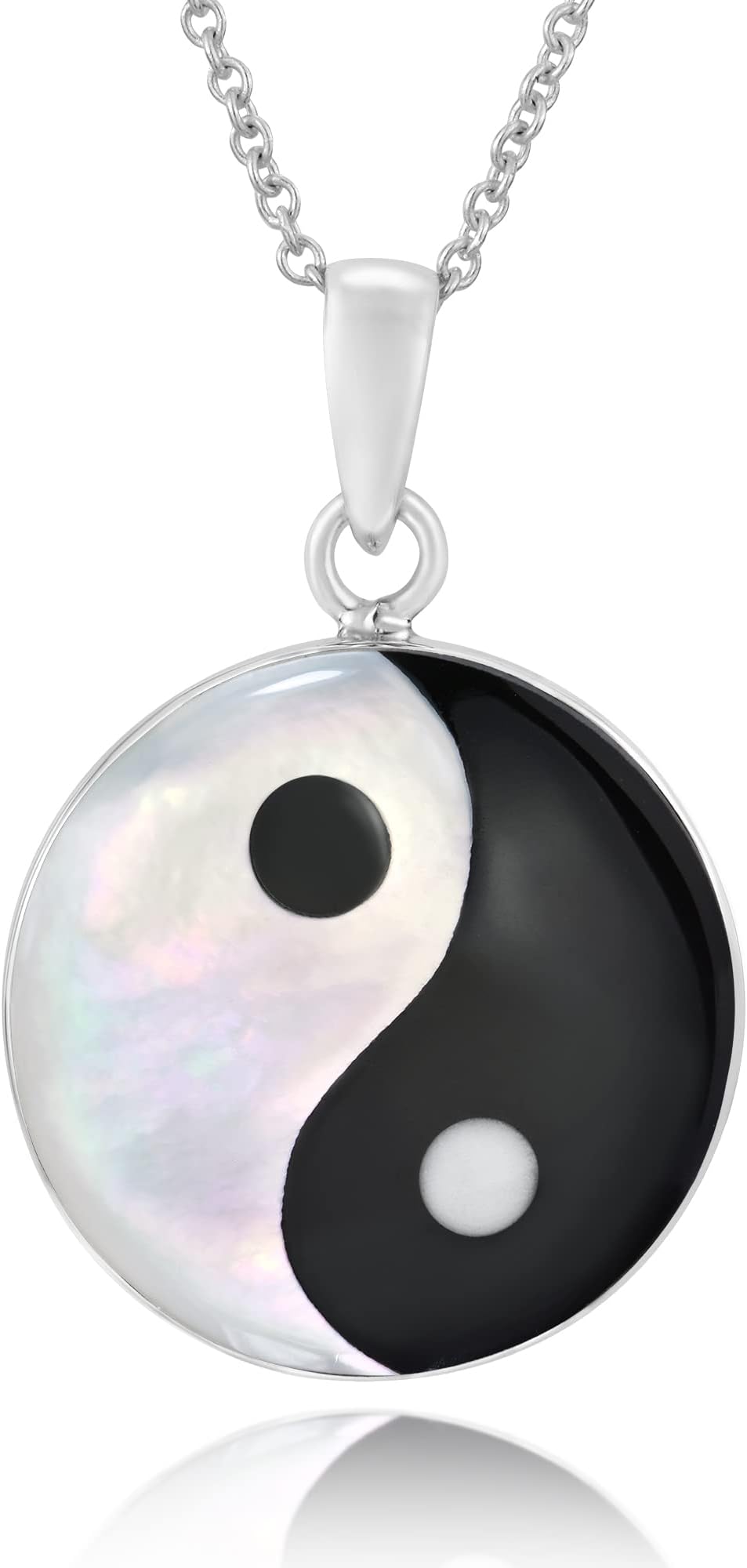 Yin Yang Balance of Life .925 Sterling Silver Necklace for Men and Women, 18 inch