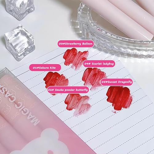Lipgloss Set 5 Pcs Lip Tint Korean, Mirror Water Lipgloss Glas Lippenstift,Nude Waterproof Lipstic,Wasserdicht,Geeignet für Damen und Mädchen