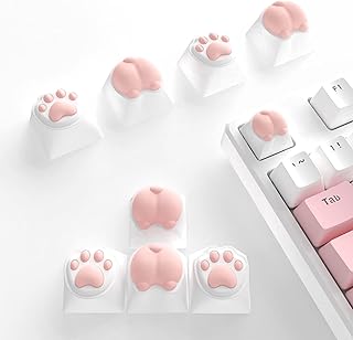 MAMBASNAKE Cute Custom Keycap, Cat Paws and Butts Mechanical Keyboard keycaps, PBT and Silicone Keycaps with Cherry Gateron MX Switches,Pink Keycaps for 60% 65% 70% 100% (8 Keycaps + Keycap Puller)