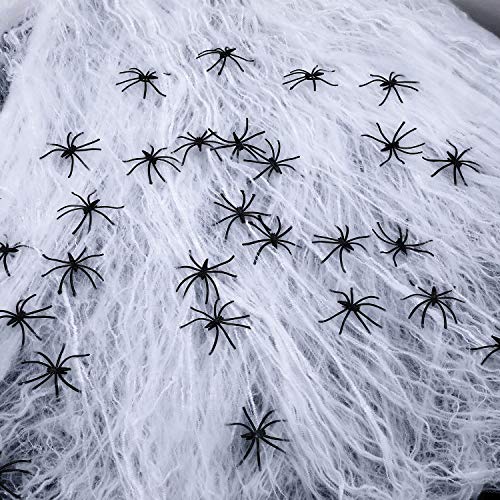 Philonext Halloween Decorations Spider Webs,Spooky Spider Webbing,1000 sqft Stretch Spider Webs with 30 Plastic Fake Spiders for Halloween Indoor Outdoor Party Decorations