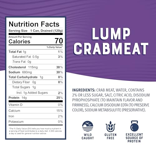 Image of Bumble Bee Lump Crab Meat, 6 oz Can - 14g Protein & 1g Carb Per Serving - Wild Caught, Small Chunks, Drain Before Use - Packaging May Vary