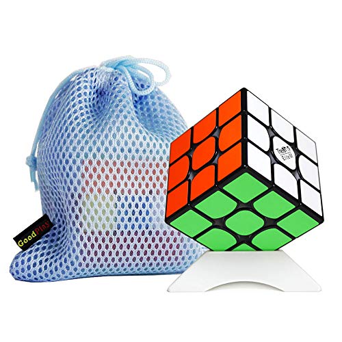 FunnyGoo Valk 3 Elite M 3x3 Valk3 Elite M Cubo magico 3x3x3 Cubo puzzle magico + Un supporto cubo e un sacchetto cubo (Black Nero)