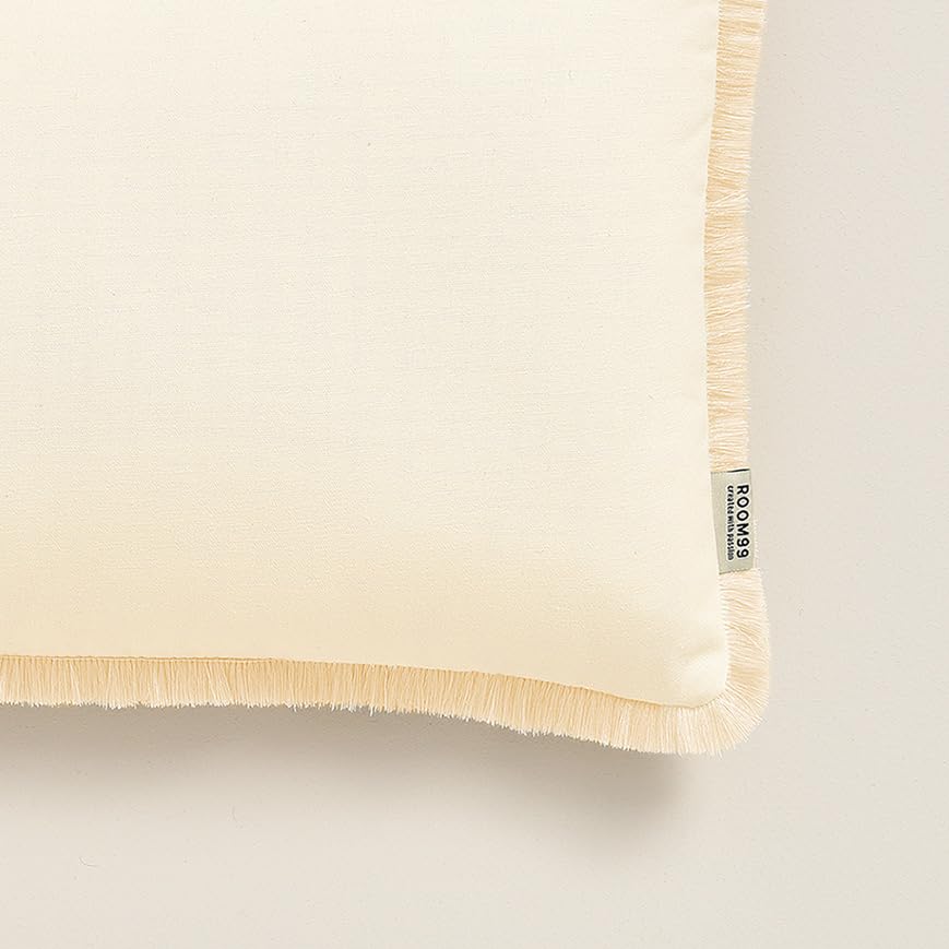 ROOM99 Boca Chica 30 x 50 cm Decorative Cushion Cover Throw Cushion Cover Aesthetic Modern Bedroom Living Room Boho Cotton Cream 1 Piece - Image 2