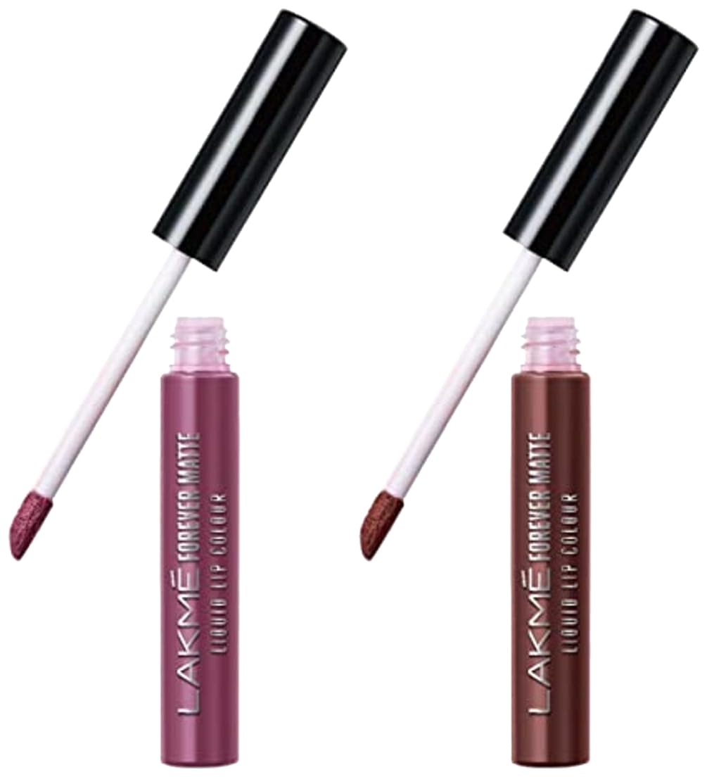Lakmé Forever Matte Liquid Lip Colour, Mauve Fling, 5.6 ml & Lakme Forever Matte Liquid Lip Colour, Brown Espresso, 5.6 ml