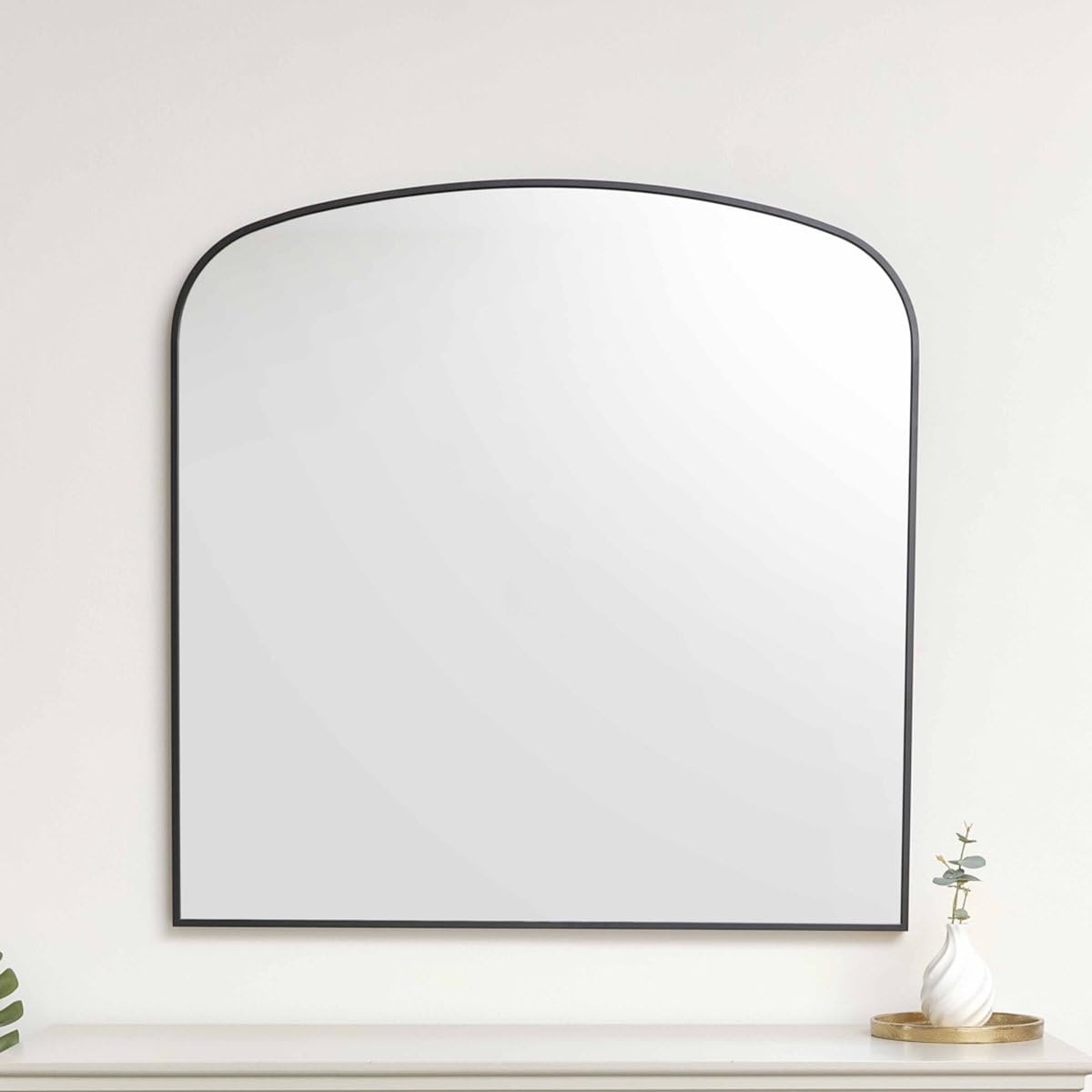 Melody Maison Black Large Framed Arched Wall Mirror 92Cm X 91Cm