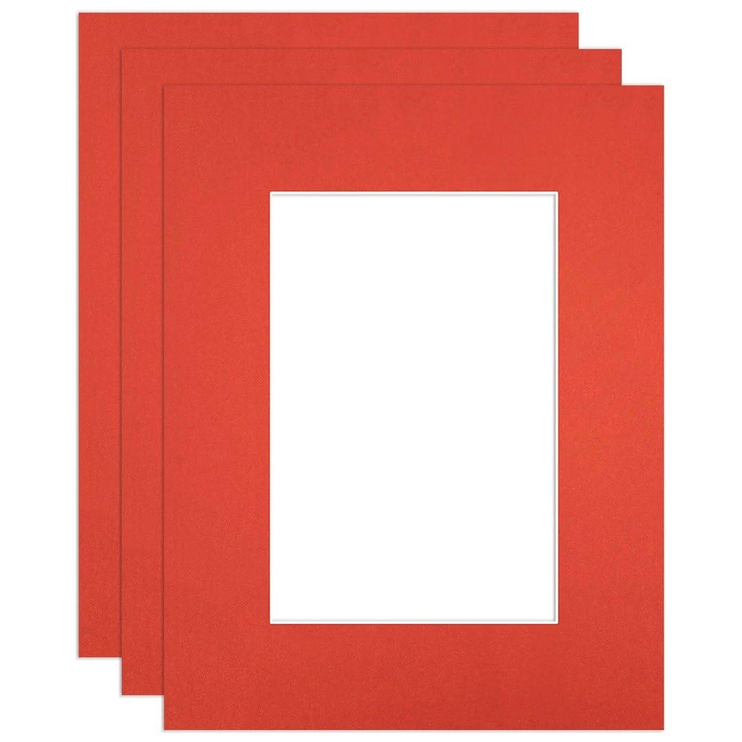 Procut Global 9x7" Poppy Red Picture Mounts to Fit 6x4" Aperture - Precision Cut Cardboard Photo Mount - Ideal for Frames, Prints, Artwork & Certificates - Sizes & Colours Available - 3 Pack