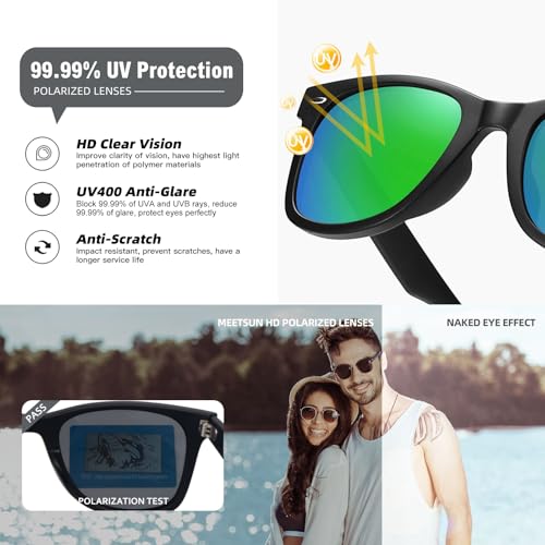 Image of MEETSUN Polarized Sunglasses for Women Men Classic Retro Square Frame Driving Sun Glasses UV Protection