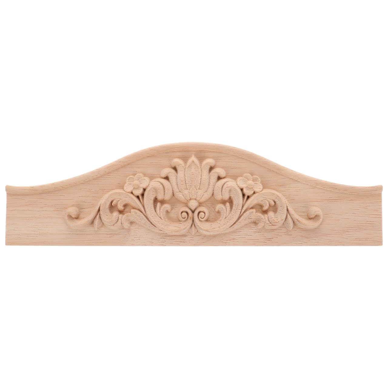ibasenice 29x8cm Solid Wood Carved Onlay – Unpainted Floral Applique for Furniture Upcycling, DIY Cabinet Door Bed Mirror Accent, French Style Decorative Moulding