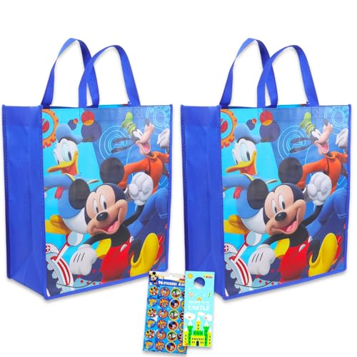 Disney Mickey Tote Bags Bundle - 2 Pack Mickey Reusable Tote Party Bags Mickey Bags for Women Kids (Mickey Tote Bag Set)