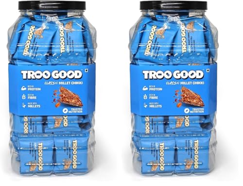 Image of Troogood Classic Millet Chikki Jar(60pcs,10g each) | Rich in Fibre and Protein | Healthy Indian Sweets & Snacks | Made with Jaggery | No Added Preservatives and Colours (Pack of 2)