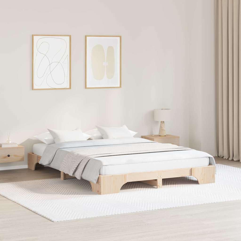 YUTAASU Bettrahmen Natur 150 x 200 cm Massives Kiefernholz | Stabiler Lattenrost, veredelte Rückseite, einfache Montage, pflegeleicht
