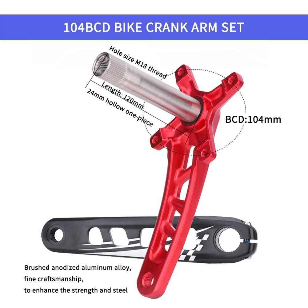 Guarnitura per Mountain Bike da 170 mm, BCD 104, 32/34/36/38T, velocità Singola, Corona Ovale, pedivella Cava Integrata per 8-12 con Movimento Centrale BSA, Lega di Alluminio Nera.