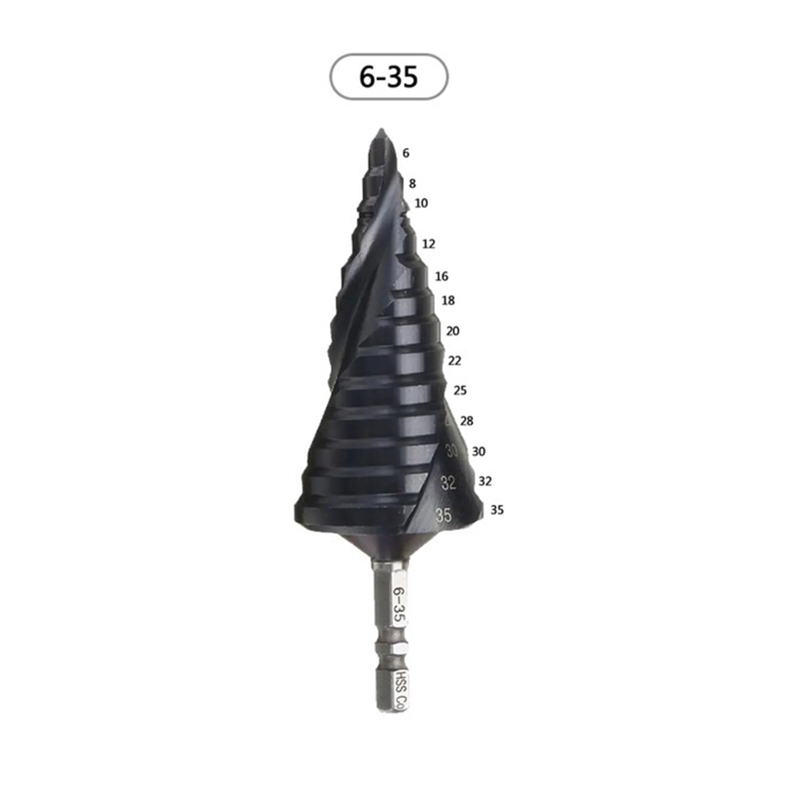 1pc M35 TiAlN HRC89 powlekane wiertło stopniowe 3-13/6-25/6-35mm 1/4 Cal uchwyt sześciokątny metalowy otwieracz do otworów wiertniczych stali nierdzewnej(6-35mm)