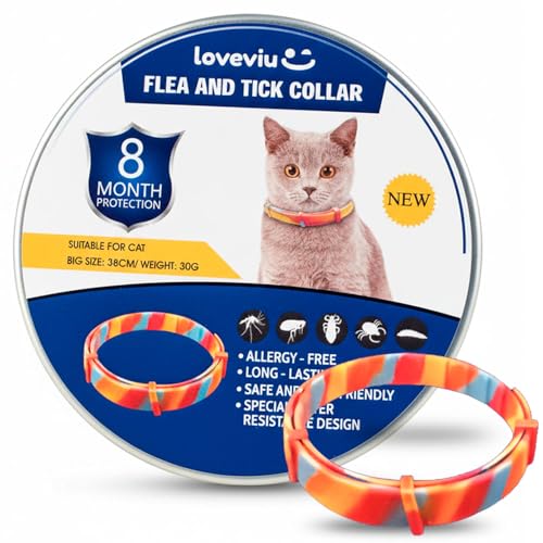 Collar Antiparasitario Gatos - 100% Natural – Protección 8 Meses – 38 cms, Impermeable y Ajustable, Uso al Aire Libre