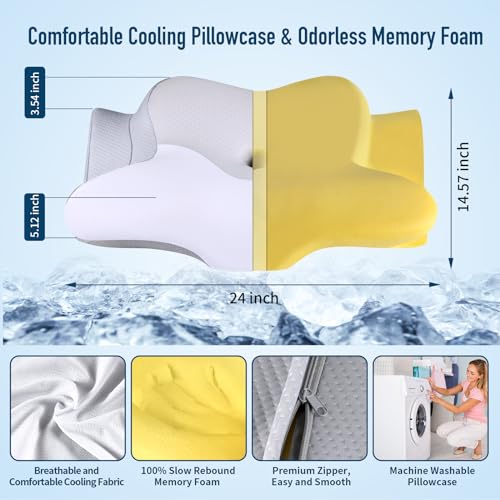 Ergonomic Cervical Memory Foam Pillow for Neck Pain Relief – Cooling Support for Side, Back, and Stomach Sleepers