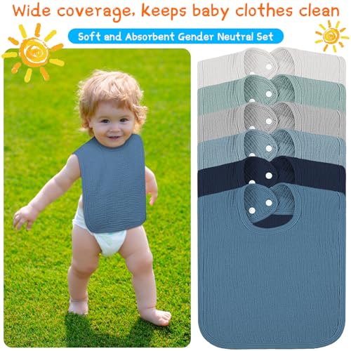 Image of Toulite 6 Pack Muslin Baby Bibs Baby Bandana Drool Bibs Cotton for Unisex Boys Girls Soft Absorbent for Teething and Drooling