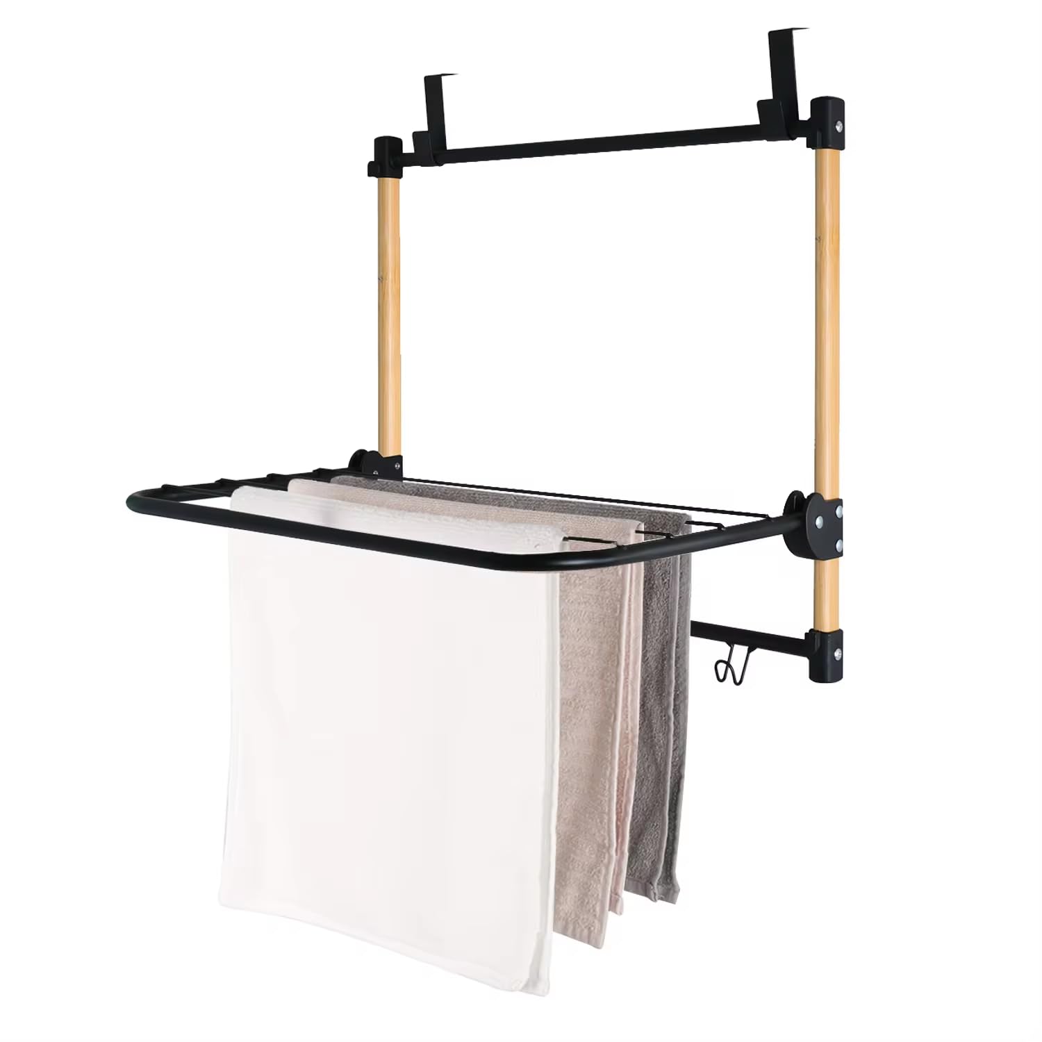 Lukzer 1 Tier Over The Door Towel Stand Compact Foldable Clothes Drying Rack Space-Saving Laundry Rack Metal Multipurpose Stand for Kitchen, Balcony, Bedroom, Laundry Room (40X45X29CM)
