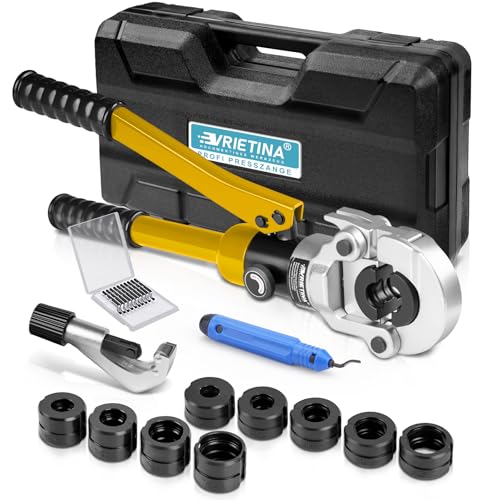 Profi Presszange Kupferrohr V-Kontur und TH-Kontur mit Rohrabschneider und Entgrater,...