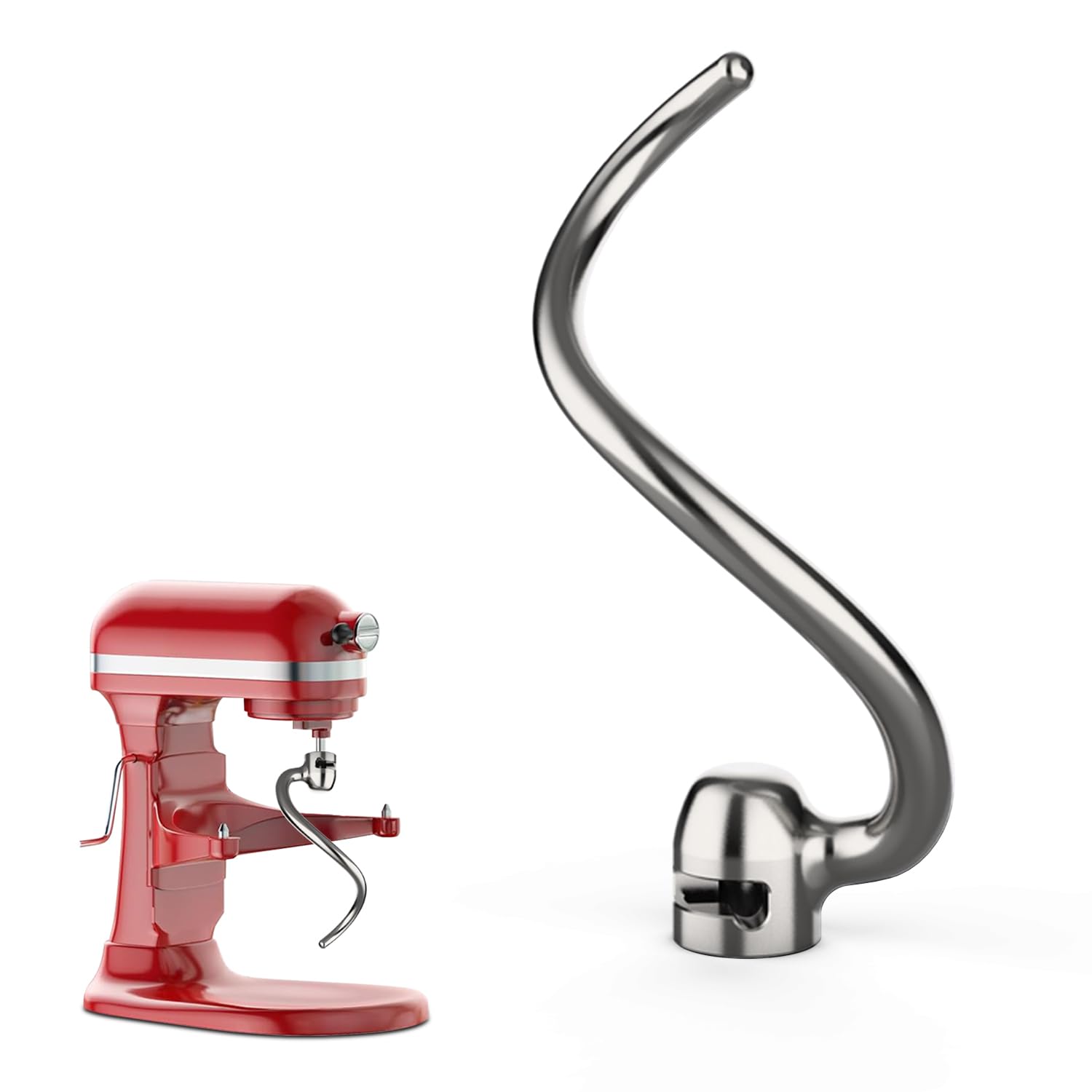Stainless Steel Dough Hook for KitchenAid 5QT-6QT Bowl-Lift Stand Mixers, Fits Professional 5 Plus, Pro 600 Series, KV25, KP26, Dishwasher Safe