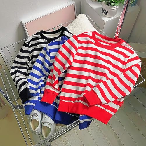 Toddler Boy Girl Pullover Long Sleeve Crewneck Striped Cotton Sweatshirt Spring 1to5T Pullover Sweatshirt3