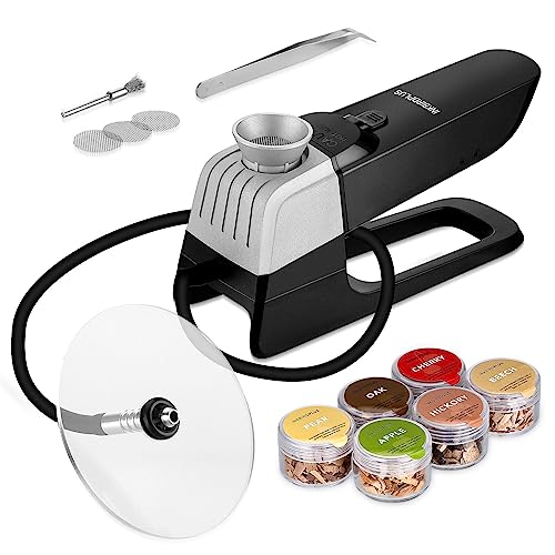INKBIRDPLUS Smoking Gun Wood Smoke Infuser - Premium Kit, 13 PCS, Smoker Machine with Accessories and 6 Flavors Wood Chips - Cold Smoke for Food and Drinks - Gift for Man-for Sous Vide, BBQ, Cheese