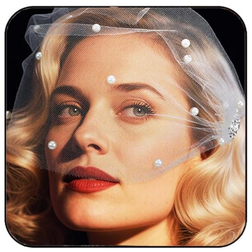 Unsutuo Pearl Birdcage Bridal Veil with Bobby Pins