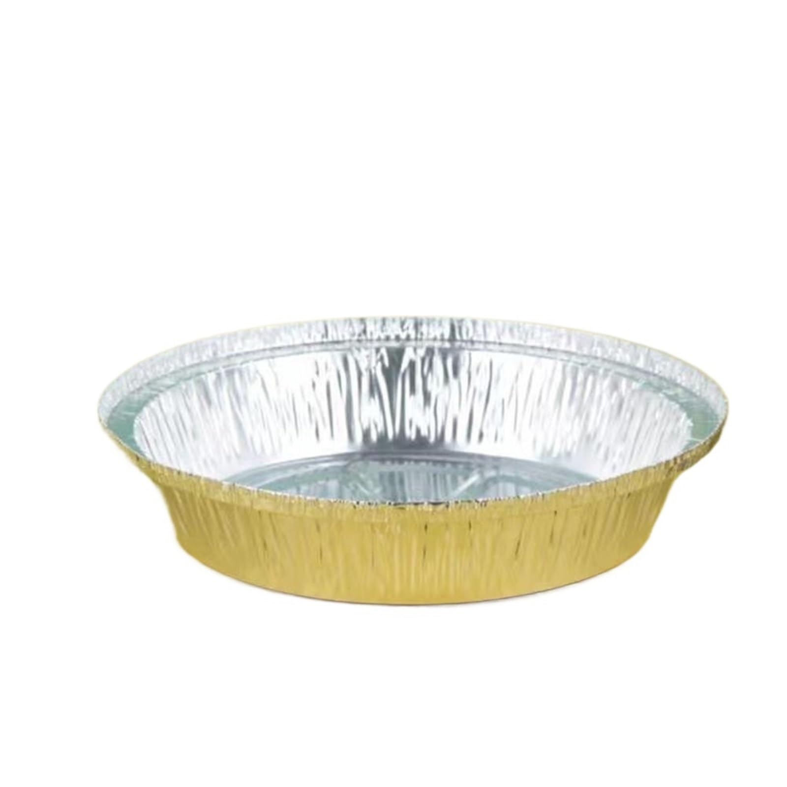 YDYAENIO 50Pcs Round Foil Trays Foil Flan Dish Silver Foil Food Container Aluminum Foil Plate Tin Foil Pie Pans For Air Fryer(9inch)
