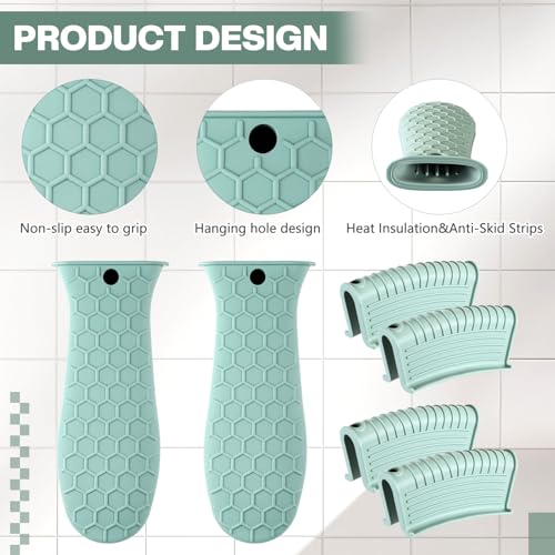 Patelai 8Pcs Silicone Cast Iron Handle Cover,Mint Green by Patelai - Used condition - Image 6