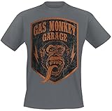 gas monkey t shirt amazon  Gas Monkey Garage GMG Monkey Crest Camiseta Gris Marengo S, 100% algodón, Corte Normal