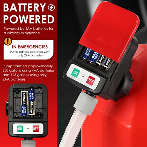 FPOWER Automatic Fuel Transfer Pump - AA Battery Powered, Gas Pump With Quick Flow Control & Stop, Extra Long Hose, Portable for Oil, Diesel, Gasoline - Thumbnail 3