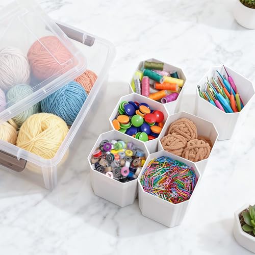 Image of Citylife 17QT 4-Pack Clear Storage Bins with Lid 6 inserts Stackable