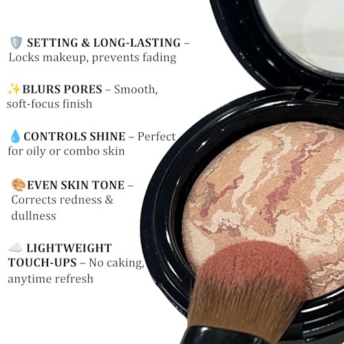 Image of Baked Pressed Powder, Matte Oil Control Setting Powder for Women Daily- 02 | Lightweight Pressed Face Powder with Soft-Focus Effect, Blendable Radiant Makeup Powder for Natural Everyday Look