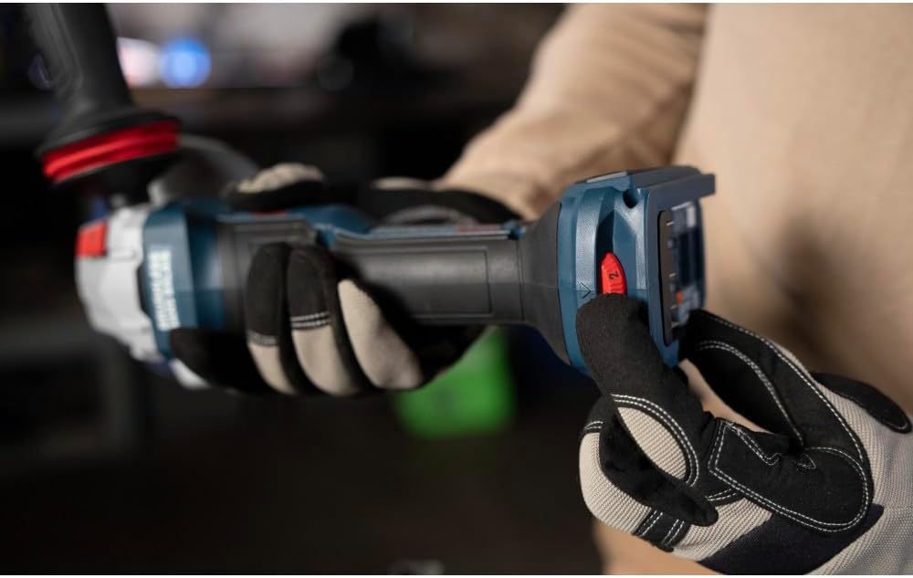BOSCH GWS18V-11PSN 18V Angle Grinder w/Powerful Brushless Motor, 6-Speed Variable Control, for 4-1/2-5 In. Metal and Concrete Grinding and Cutting (Inc: Guards, Handle, Flange, and Nut; Bare Tool)