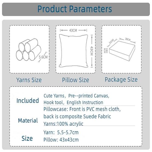 Image of German Shepherd Latch Hook Kits Pillow Color Printed Canvas Cushion Crochet Yarn Needlework Hook Latch Kit DIY Embroidery Pillowcase Rug Cover Home Sofa Christmas Decoration 43x43cm(3)