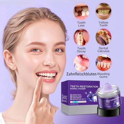 Zahnreparatur Mineralpuder,Zahnrestauration Pulver,Teeth Whitening Powder,Mineral Zahnpulver,Zahnpulver Gegen Verfärbungen,Effektiv bei der Stärkung von Zähnen und Zahnfleisch,Frischer Atem