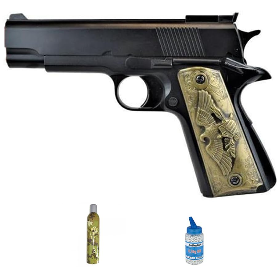 Ecommur. HFC HG 123B| Pistola de Gas de Bolas de Airsoft 6mm + Botella de Green Gas + biberón 1000 0,20.