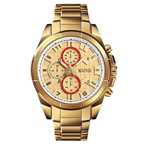 Montre LULI 1378 pour homme d'affaires alliage étanche couleur or pour rester ponctuel