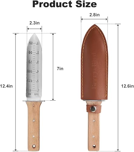 Miniatura 7 de Berry&Bird Hori Hori - Cuchillo de jardín con funda de cuero, cuchillo de tierra de jardinería premium con hoja afilada de doble borde de acero