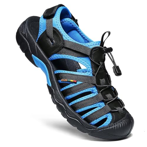 ZYLDK sandalias Deportivas Hombres Verano Exterior Senderismo de Montaña Cuero Sandalias de Playa