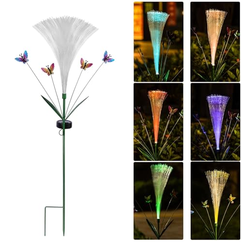 Image of Elegant and Luminous Fiber Optic Lights-Solar Garden Lights for Stunning Garden Decor, Featuring Bright LED Colors and Graceful Butterfly Details