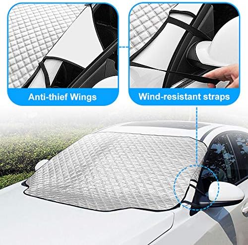 U UBEGOOD Car Windshield Snow Ice Cover, Car Windshield Protection for Snow, Ice, Sun, Frost Defense, 4 Layers Windshield Winter Cover Fits for Most Standard Cars & CRVs